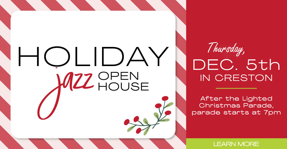 Holiday Jazz Open House, December 5th after Lighted Christmas Parade in Creston